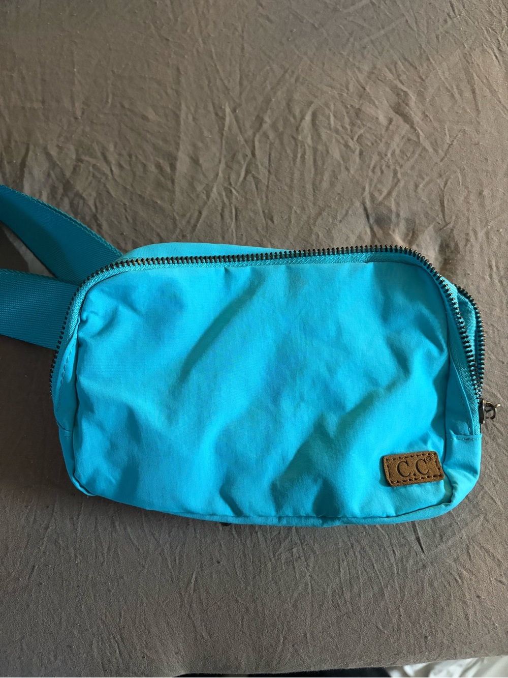 C.C Turquoise Fanny Pack with Gold Logo Tag